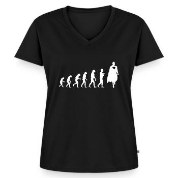 évolution - T-shirt encolure en V Premium bio Femme - noir - Devant - AI Model Female 172 light (172cm)
