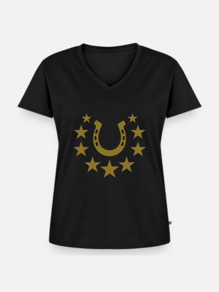 hufeisen - Frauen Premium Bio T-Shirt mit V-Ausschnitt - Schwarz
