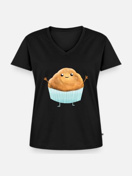 Muffin - Frauen Premium Bio T-Shirt mit V-Ausschnitt - Schwarz