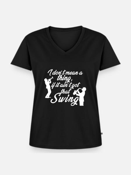 Swing - Frauen Premium Bio T-Shirt mit V-Ausschnitt - Schwarz