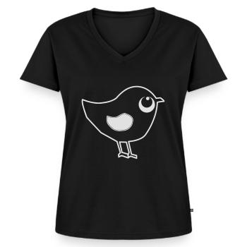 Ulmer Spatz - Frauen Premium Bio T-Shirt mit V-Ausschnitt - Schwarz - Vorne - AI Model Female 172 light (172cm)