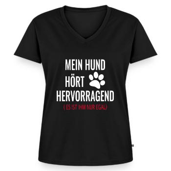 Hund Lustiger Spruch für Hundeliebhaber - Frauen Premium Bio T-Shirt mit V-Ausschnitt - Schwarz - Vorne - AI Model Female 172 light (172cm)