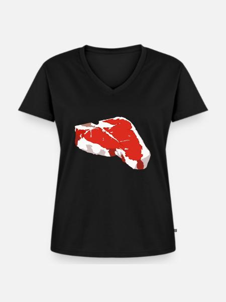 Steak - Frauen Premium Bio T-Shirt mit V-Ausschnitt - Schwarz