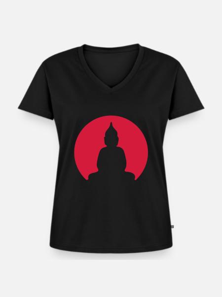 buddha - Frauen Premium Bio T-Shirt mit V-Ausschnitt - Schwarz