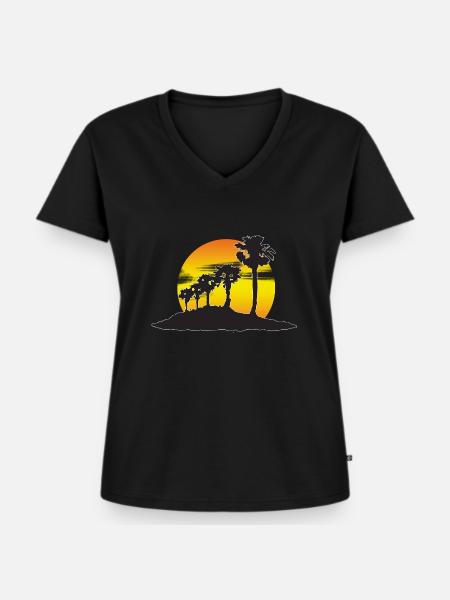 Sunset mit eigenem Text - Frauen Premium Bio T-Shirt mit V-Ausschnitt - Schwarz