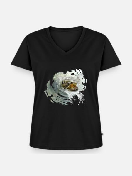 hecht karpfen zander fish - Frauen Premium Bio T-Shirt mit V-Ausschnitt - Schwarz