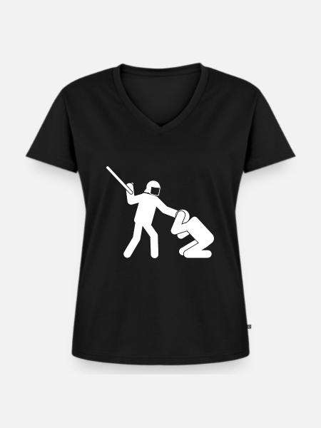 Polizeigewalt weiß - Frauen Premium Bio T-Shirt mit V-Ausschnitt - Schwarz