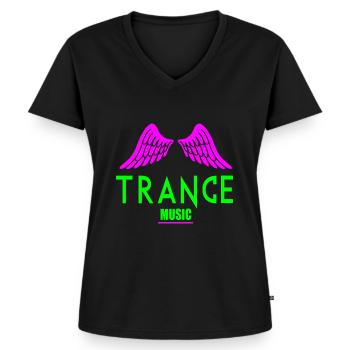 Trance-Musik-Flügel-Logo - Frauen Premium Bio T-Shirt mit V-Ausschnitt - Schwarz - Vorne - AI Model Female 172 light (172cm)