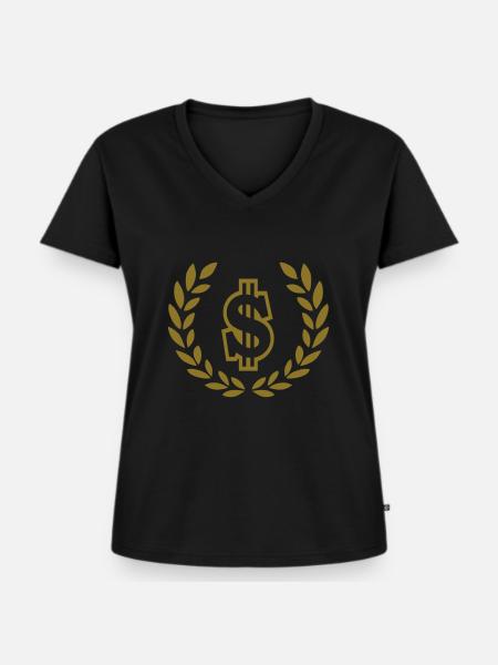 dollar - Frauen Premium Bio T-Shirt mit V-Ausschnitt - Schwarz