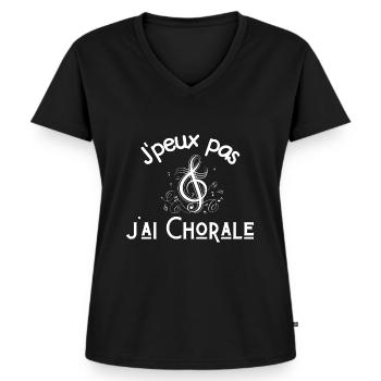 Je peux pas j'ai chorale - T-shirt encolure en V Premium bio Femme - noir - Devant - AI Model Female 172 light (172cm)