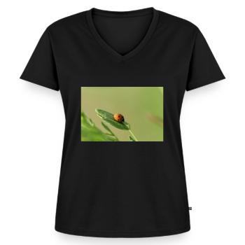 Coccinelle Coléoptère May Beetle - T-shirt encolure en V Premium bio Femme - noir - Devant - AI Model Female 172 light (172cm)
