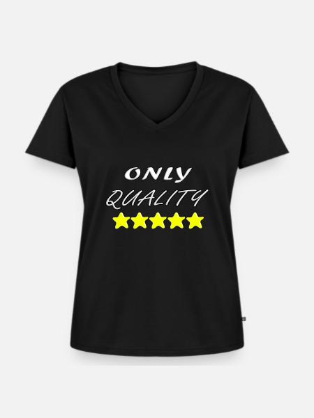 Only Quality - Frauen Premium Bio T-Shirt mit V-Ausschnitt - Schwarz