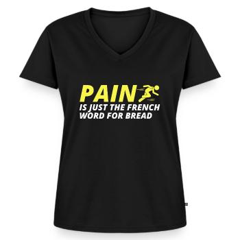 Pain Funny Running Workout Marathon - Women's Premium Organic V-neck T-shirt - black - Front - AI Model Female 172 light (172cm)