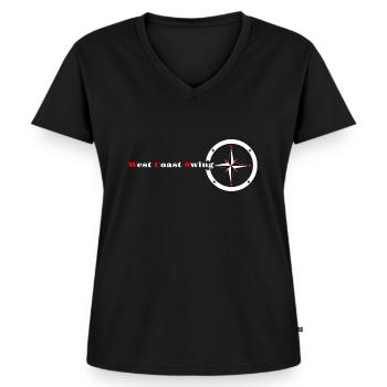 West Coast Swing Kompass WCS Geschenk Westie Tanz - Frauen Premium Bio T-Shirt mit V-Ausschnitt - Schwarz - Vorne - AI Model Female 172 light (172cm)