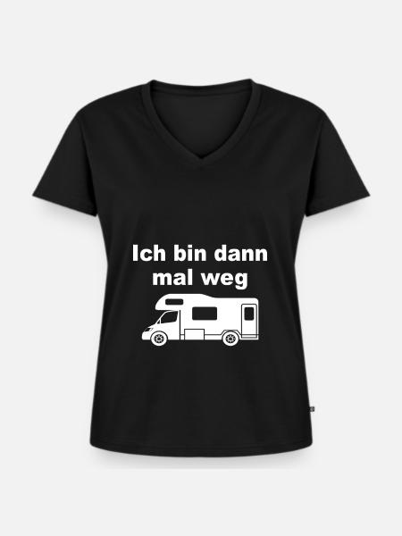 Campingplatz - Frauen Premium Bio T-Shirt mit V-Ausschnitt - Schwarz