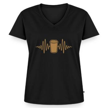 Tasse à café Heartbeat Pulse - T-shirt encolure en V Premium bio Femme - noir - Devant - AI Model Female 172 light (172cm)