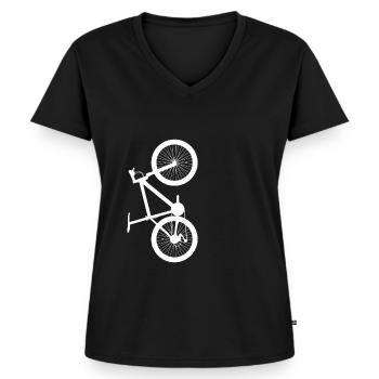 Fahrrad vertikal - Frauen Premium Bio T-Shirt mit V-Ausschnitt - Schwarz - Vorne - AI Model Female 172 light (172cm)