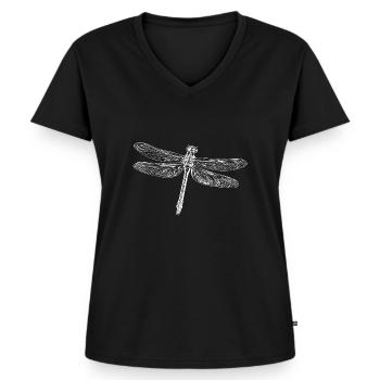 Fliegende Libelle - Frauen Premium Bio T-Shirt mit V-Ausschnitt - Schwarz - Vorne - AI Model Female 172 light (172cm)