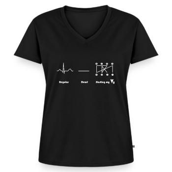 V8 Motor Crossplain Heartbeat-Design - Frauen Premium Bio T-Shirt mit V-Ausschnitt - Schwarz - Vorne - AI Model Female 172 light (172cm)
