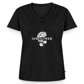 sonnenblume - Frauen Premium Bio T-Shirt mit V-Ausschnitt - Schwarz - Vorne - AI Model Female 172 light (172cm)