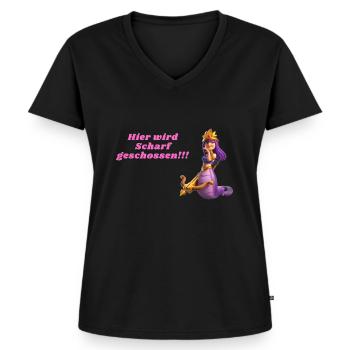 Lustige Sprüche - Frauen Premium Bio T-Shirt mit V-Ausschnitt - Schwarz - Vorne - AI Model Female 172 light (172cm)