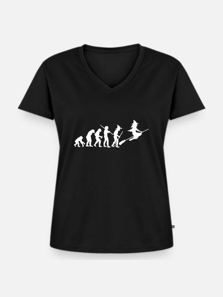 evolution of witch - Frauen Premium Bio T-Shirt mit V-Ausschnitt - Schwarz