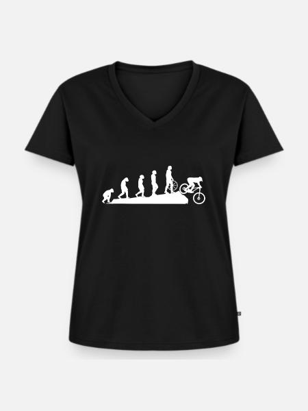 Evolution Mountainbiker - Frauen Premium Bio T-Shirt mit V-Ausschnitt - Schwarz