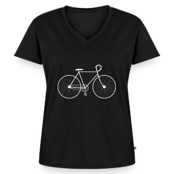 Fahrrad - Frauen Premium Bio T-Shirt mit V-Ausschnitt - Schwarz - Vorne - AI Model Female 172 light (172cm)