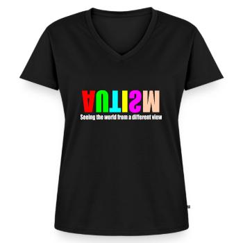 Autismus - Frauen Premium Bio T-Shirt mit V-Ausschnitt - Schwarz - Vorne - AI Model Female 172 light (172cm)