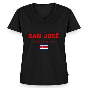 San José Costa Rica - Frauen Premium Bio T-Shirt mit V-Ausschnitt - Schwarz - Vorne - AI Model Female 172 light (172cm)