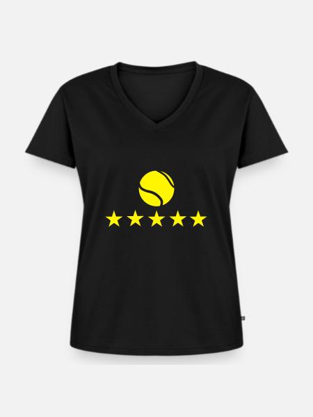 Tennisball - Frauen Premium Bio T-Shirt mit V-Ausschnitt - Schwarz