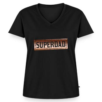 Superdad - Frauen Premium Bio T-Shirt mit V-Ausschnitt - Schwarz - Vorne - AI Model Female 172 light (172cm)