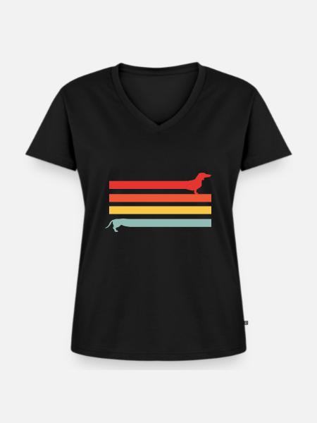 Dackel Teckel Dachshund Geschenke - Frauen Premium Bio T-Shirt mit V-Ausschnitt - Schwarz