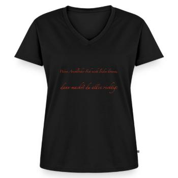 wenn arschlöcher dich nicht leiden können - Frauen Premium Bio T-Shirt mit V-Ausschnitt - Schwarz - Vorne - AI Model Female 172 light (172cm)