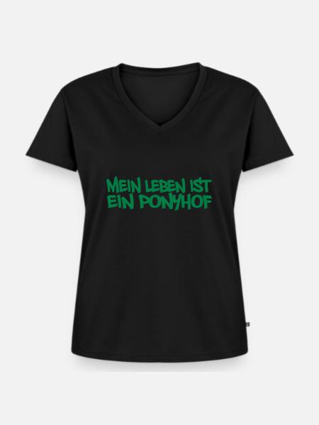 Ponyhof - Frauen Premium Bio T-Shirt mit V-Ausschnitt - Schwarz