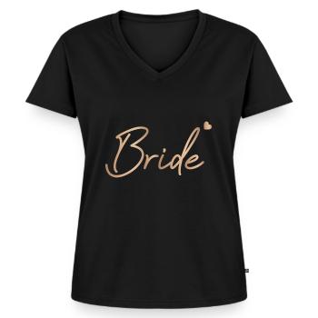 Chemise bride - T-shirt encolure en V Premium bio Femme - noir - Devant - AI Model Female 172 light (172cm)
