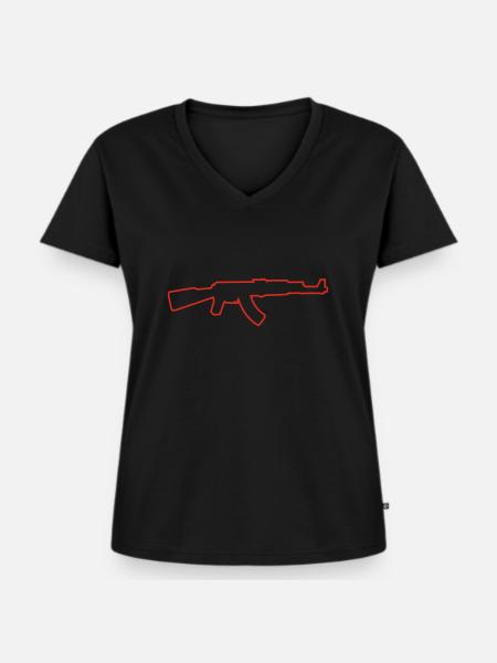 AK Outline - Frauen Premium Bio T-Shirt mit V-Ausschnitt - Schwarz