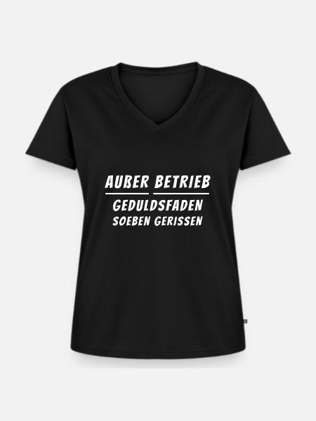 Ausser Betrieb - Frauen Premium Bio T-Shirt mit V-Ausschnitt - Schwarz