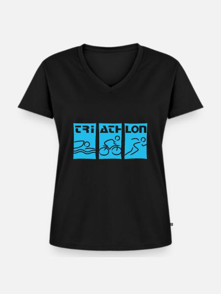 Triathlon cyan - Frauen Premium Bio T-Shirt mit V-Ausschnitt - Schwarz