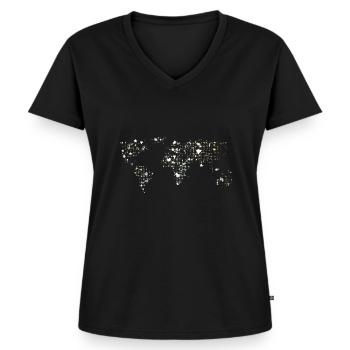 Carte mondiale - T-shirt encolure en V Premium bio Femme - noir - Devant - AI Model Female 172 light (172cm)