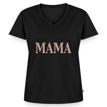 Maman - T-shirt encolure en V Premium bio Femme - noir - Devant - AI Model Female 172 light (172cm)
