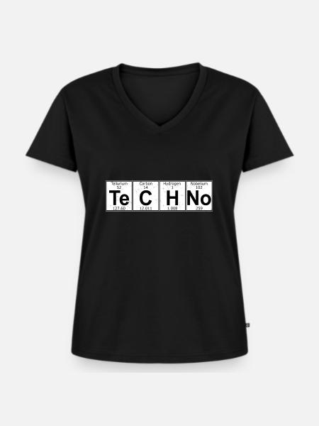 Techno - Chemische Elemente Raver - Frauen Premium Bio T-Shirt mit V-Ausschnitt - Schwarz