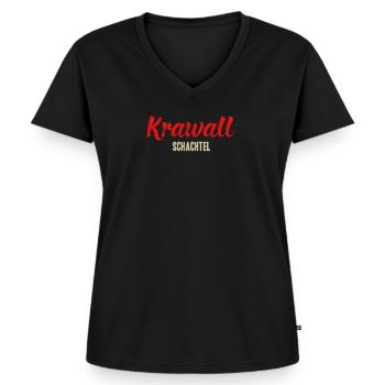 Krawallschachtel - Frauen Premium Bio T-Shirt mit V-Ausschnitt - Schwarz - Vorne - AI Model Female 172 light (172cm)