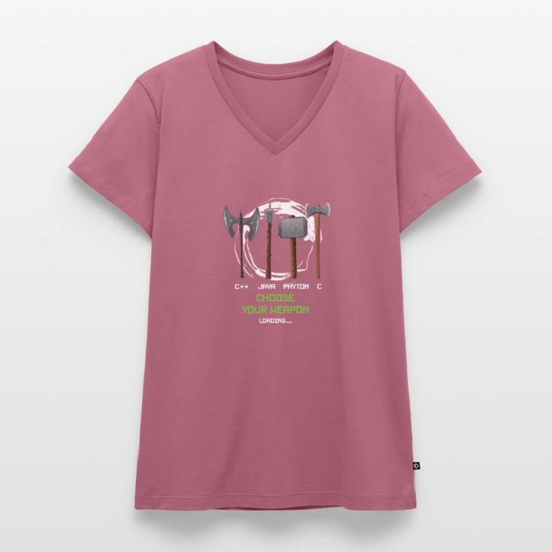 Funny Coder Programmer Developer Geeks Weapon Women's Premium Organic V-neck T-shirt
