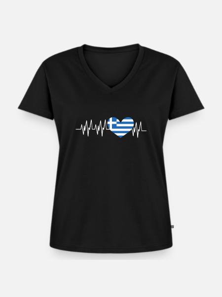 Griechenland - Frauen Premium Bio T-Shirt mit V-Ausschnitt - Schwarz