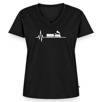 Tog tog model jernbane jernbane gave - Premium økologisk T-shirt til kvinder - sort - Foran - AI Model Female 172 light (172cm)