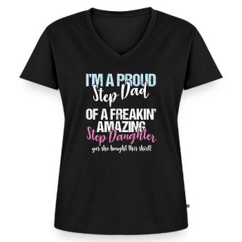 Stepdad I'm A Proud Step Dad Of Amazing Step - Women's Premium Organic V-neck T-shirt - black - Front - AI Model Female 172 light (172cm)