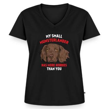 Petit Münsterländer - T-shirt encolure en V Premium bio Femme - noir - Devant - AI Model Female 172 light (172cm)