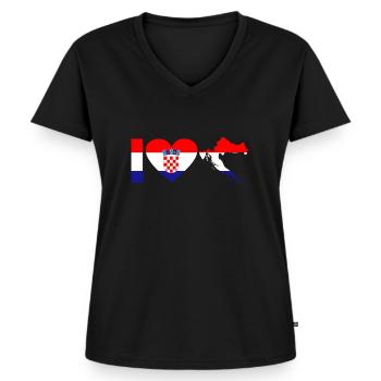 Croatia - Women's Premium Organic V-neck T-shirt - black - Front - AI Model Female 172 light (172cm)