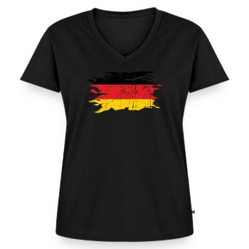 Deutschland - Frauen Premium Bio T-Shirt mit V-Ausschnitt - Schwarz - Vorne - AI Model Female 172 light (172cm)